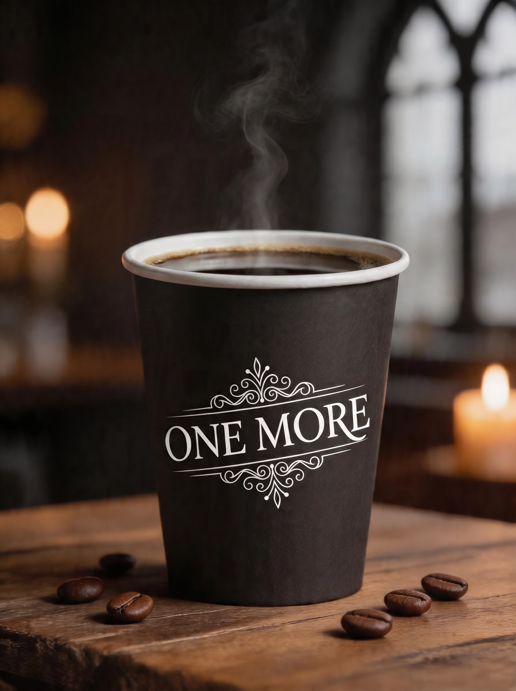 ONE MORE 커피 컵과 원두로 마무리되는 마지막 장면
